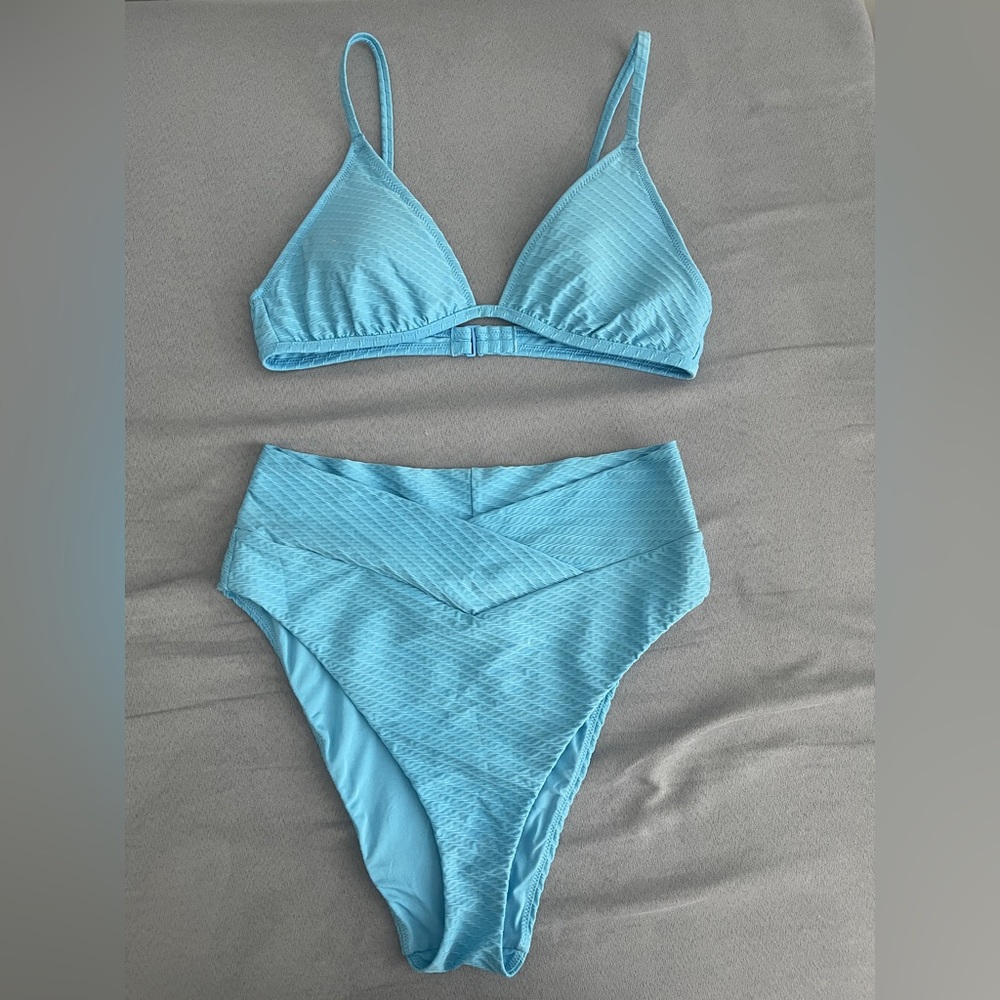 Aerie Blue Bikini with High-Waist Bottoms